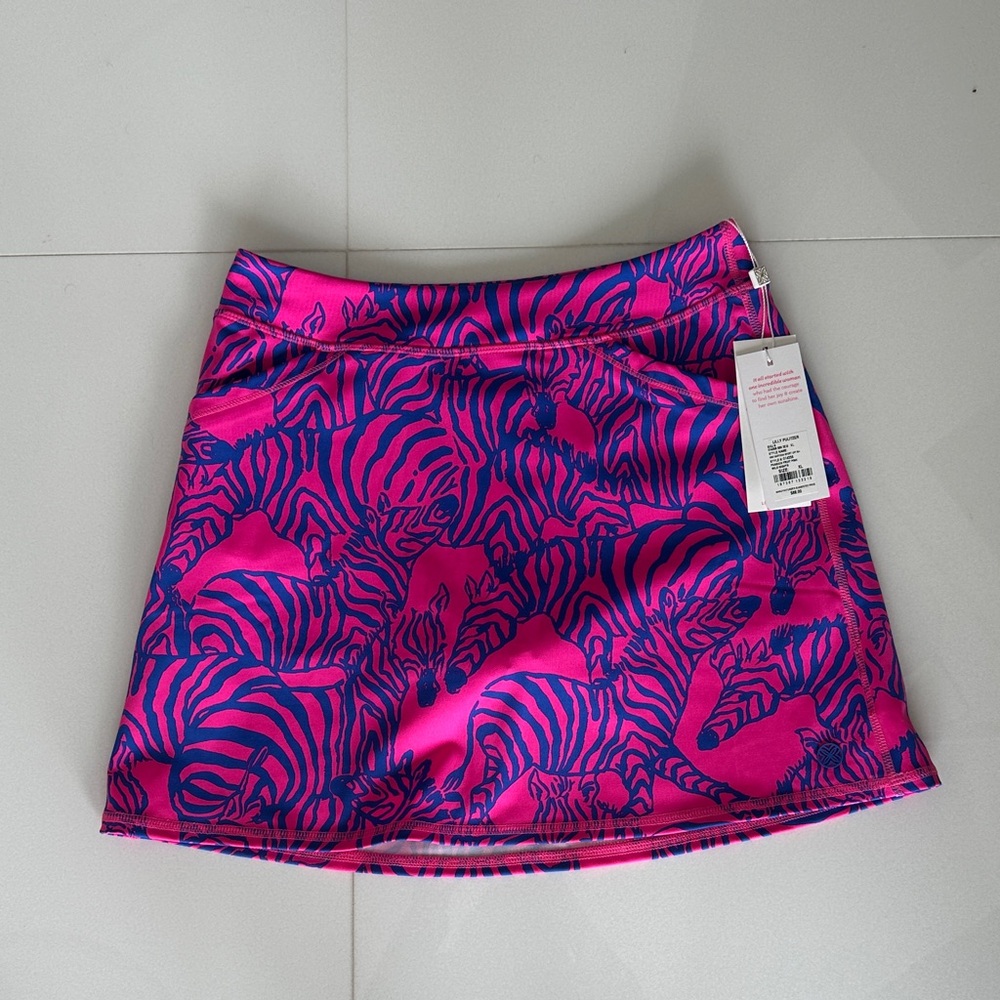 Brand New Lilly Pulitzer Pink and Blue Zebra Mini Skort - Youth XL